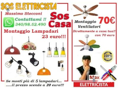 Montaggio lampadario 20 euro Roma Nomentano 